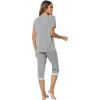 imageWiWi Viscose from Bamboo Pajamas Set for Women Soft Short Sleeve Tops Capri Pants Sleepwear Plus Size Pjs Sets S3XBheather Grey