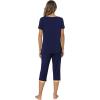 imageWiWi Viscose from Bamboo Pajamas Set for Women Soft Short Sleeve Tops Capri Pants Sleepwear Plus Size Pjs Sets S3XBnavy