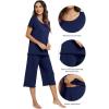 imageWiWi Viscose from Bamboo Pajamas Set for Women Soft Short Sleeve Tops Capri Pants Sleepwear Plus Size Pjs Sets S3XCdark Blue