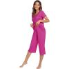 imageWiWi Viscose from Bamboo Pajamas Set for Women Soft Short Sleeve Tops Capri Pants Sleepwear Plus Size Pjs Sets S3XCmagenta