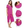 imageWiWi Viscose from Bamboo Pajamas Set for Women Soft Short Sleeve Tops Capri Pants Sleepwear Plus Size Pjs Sets S3XCmagenta