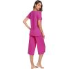 imageWiWi Viscose from Bamboo Pajamas Set for Women Soft Short Sleeve Tops Capri Pants Sleepwear Plus Size Pjs Sets S3XCmagenta