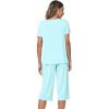 imageWiWi Viscose from Bamboo Pajamas Set for Women Summer Sleepwear Pjs Comfy Short Sleeve Tops Capri Pants Sets SXXLAaqua