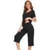 imageWiWi Viscose from Bamboo Pajamas Set for Women Summer Sleepwear Pjs Comfy Short Sleeve Tops Capri Pants Sets SXXLAblack