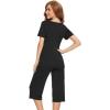imageWiWi Viscose from Bamboo Pajamas Set for Women Summer Sleepwear Pjs Comfy Short Sleeve Tops Capri Pants Sets SXXLAblack