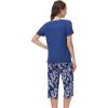 imageWiWi Viscose from Bamboo Pajamas Set for Women Summer Sleepwear Pjs Comfy Short Sleeve Tops Capri Pants Sets SXXLAblue DepthGray Peony