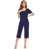imageWiWi Viscose from Bamboo Pajamas Set for Women Summer Sleepwear Pjs Comfy Short Sleeve Tops Capri Pants Sets SXXLAnavy