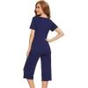 imageWiWi Viscose from Bamboo Pajamas Set for Women Summer Sleepwear Pjs Comfy Short Sleeve Tops Capri Pants Sets SXXLAnavy