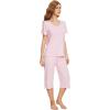 imageWiWi Viscose from Bamboo Pajamas Set for Women Summer Sleepwear Pjs Comfy Short Sleeve Tops Capri Pants Sets SXXLApink