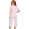 imageWiWi Viscose from Bamboo Pajamas Set for Women Summer Sleepwear Pjs Comfy Short Sleeve Tops Capri Pants Sets SXXLApink