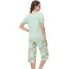 imageWiWi Viscose from Bamboo Pajamas Set for Women Summer Sleepwear Pjs Comfy Short Sleeve Tops Capri Pants Sets SXXLAsage GreenDark Teal Florals