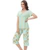 imageWiWi Viscose from Bamboo Pajamas Set for Women Summer Sleepwear Pjs Comfy Short Sleeve Tops Capri Pants Sets SXXLAsage GreenDark Teal Florals