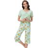 imageWiWi Viscose from Bamboo Pajamas Set for Women Summer Sleepwear Pjs Comfy Short Sleeve Tops Capri Pants Sets SXXLAsage GreenDark Teal Florals