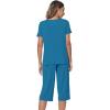 imageWiWi Viscose from Bamboo Pajamas Set for Women Summer Sleepwear Pjs Comfy Short Sleeve Tops Capri Pants Sets SXXLAteal Blue