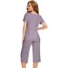 imageWiWi Viscose from Bamboo Pajamas Set for Women Summer Sleepwear Pjs Comfy Short Sleeve Tops Capri Pants Sets SXXLAviolet