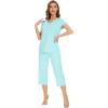 imageWiWi Viscose from Bamboo Pajamas Set for Women Summer Sleepwear Pjs Comfy Short Sleeve Tops Capri Pants Sets SXXLBaqua