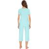 imageWiWi Viscose from Bamboo Pajamas Set for Women Summer Sleepwear Pjs Comfy Short Sleeve Tops Capri Pants Sets SXXLBaqua