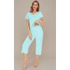 imageWiWi Viscose from Bamboo Pajamas Set for Women Summer Sleepwear Pjs Comfy Short Sleeve Tops Capri Pants Sets SXXLBaqua