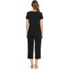 imageWiWi Viscose from Bamboo Pajamas Set for Women Summer Sleepwear Pjs Comfy Short Sleeve Tops Capri Pants Sets SXXLBblack