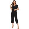 imageWiWi Viscose from Bamboo Pajamas Set for Women Summer Sleepwear Pjs Comfy Short Sleeve Tops Capri Pants Sets SXXLBblack