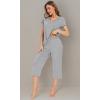 imageWiWi Viscose from Bamboo Pajamas Set for Women Summer Sleepwear Pjs Comfy Short Sleeve Tops Capri Pants Sets SXXLBheather Grey