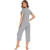 imageWiWi Viscose from Bamboo Pajamas Set for Women Summer Sleepwear Pjs Comfy Short Sleeve Tops Capri Pants Sets SXXLBheather Grey