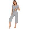 imageWiWi Viscose from Bamboo Pajamas Set for Women Summer Sleepwear Pjs Comfy Short Sleeve Tops Capri Pants Sets SXXLBheather Grey
