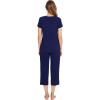 imageWiWi Viscose from Bamboo Pajamas Set for Women Summer Sleepwear Pjs Comfy Short Sleeve Tops Capri Pants Sets SXXLBnavy