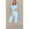 imageWiWi Viscose from Bamboo Pajamas Set for Women Summer Sleepwear Pjs Comfy Short Sleeve Tops Capri Pants Sets SXXLBpale Blue