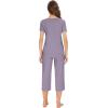 imageWiWi Viscose from Bamboo Pajamas Set for Women Summer Sleepwear Pjs Comfy Short Sleeve Tops Capri Pants Sets SXXLBviolet