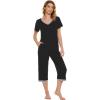 imageWiWi Viscose from Bamboo Pajamas Set for Women Summer Sleepwear Pjs Comfy Short Sleeve Tops Capri Pants Sets SXXLCblack