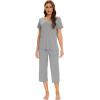 imageWiWi Viscose from Bamboo Pajamas Set for Women Summer Sleepwear Pjs Comfy Short Sleeve Tops Capri Pants Sets SXXLCheather Grey