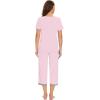 imageWiWi Viscose from Bamboo Pajamas Set for Women Summer Sleepwear Pjs Comfy Short Sleeve Tops Capri Pants Sets SXXLCpink