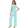 imageWiWi Viscose from Bamboo Pajamas for Women Soft Short Sleeve Pajama Set with Pants Pjs Lightweight Loungewear SXXLAaqua