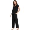 imageWiWi Viscose from Bamboo Pajamas for Women Soft Short Sleeve Pajama Set with Pants Pjs Lightweight Loungewear SXXLAblack