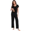 imageWiWi Viscose from Bamboo Pajamas for Women Soft Short Sleeve Pajama Set with Pants Pjs Lightweight Loungewear SXXLAblack