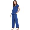 imageWiWi Viscose from Bamboo Pajamas for Women Soft Short Sleeve Pajama Set with Pants Pjs Lightweight Loungewear SXXLAblue Depth