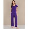 imageWiWi Viscose from Bamboo Pajamas for Women Soft Short Sleeve Pajama Set with Pants Pjs Lightweight Loungewear SXXLAdark Purple