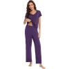 imageWiWi Viscose from Bamboo Pajamas for Women Soft Short Sleeve Pajama Set with Pants Pjs Lightweight Loungewear SXXLAdark Purple