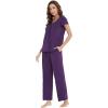 imageWiWi Viscose from Bamboo Pajamas for Women Soft Short Sleeve Pajama Set with Pants Pjs Lightweight Loungewear SXXLAdark Purple