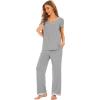 imageWiWi Viscose from Bamboo Pajamas for Women Soft Short Sleeve Pajama Set with Pants Pjs Lightweight Loungewear SXXLAheather Grey