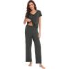 imageWiWi Viscose from Bamboo Pajamas for Women Soft Short Sleeve Pajama Set with Pants Pjs Lightweight Loungewear SXXLAiron Grey