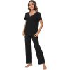 imageWiWi Viscose from Bamboo Pajamas for Women Soft Short Sleeve Pajama Set with Pants Pjs Lightweight Loungewear SXXLBblack