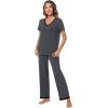 imageWiWi Viscose from Bamboo Pajamas for Women Soft Short Sleeve Pajama Set with Pants Pjs Lightweight Loungewear SXXLBcharcoal
