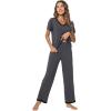 imageWiWi Viscose from Bamboo Pajamas for Women Soft Short Sleeve Pajama Set with Pants Pjs Lightweight Loungewear SXXLBcharcoal