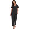 imageWiWi Viscose from Bamboo Pajamas for Women Soft Short Sleeve Pajama Set with Pants Pjs Lightweight Loungewear SXXLBcharcoal Heather
