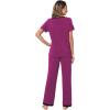 imageWiWi Viscose from Bamboo Pajamas for Women Soft Short Sleeve Pajama Set with Pants Pjs Lightweight Loungewear SXXLBdark Reddish Purple