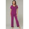 imageWiWi Viscose from Bamboo Pajamas for Women Soft Short Sleeve Pajama Set with Pants Pjs Lightweight Loungewear SXXLBdark Reddish Purple