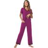 imageWiWi Viscose from Bamboo Pajamas for Women Soft Short Sleeve Pajama Set with Pants Pjs Lightweight Loungewear SXXLBdark Reddish Purple