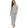imageWiWi Viscose from Bamboo Pajamas for Women Soft Short Sleeve Pajama Set with Pants Pjs Lightweight Loungewear SXXLBheather Grey